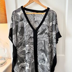 Merona Black and White Leaf Swimsuit Cover